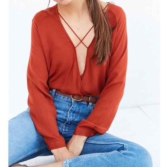 Urban Outfitters Tops - Cross Front Surplice Blouse // Silence + Noise